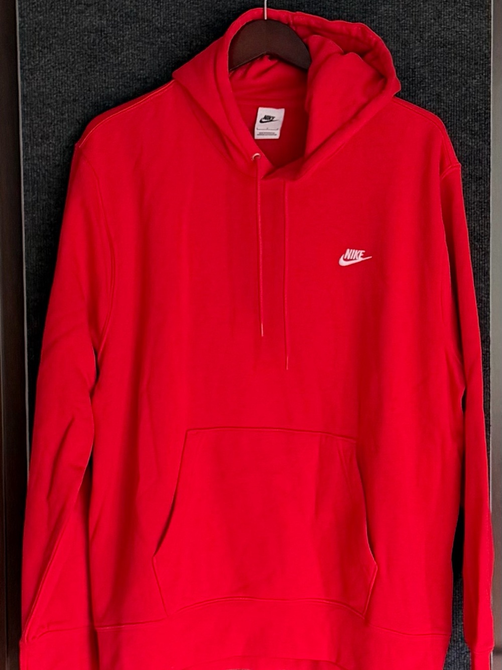 Nike Men’s Red Hooded Pullover with White Logo